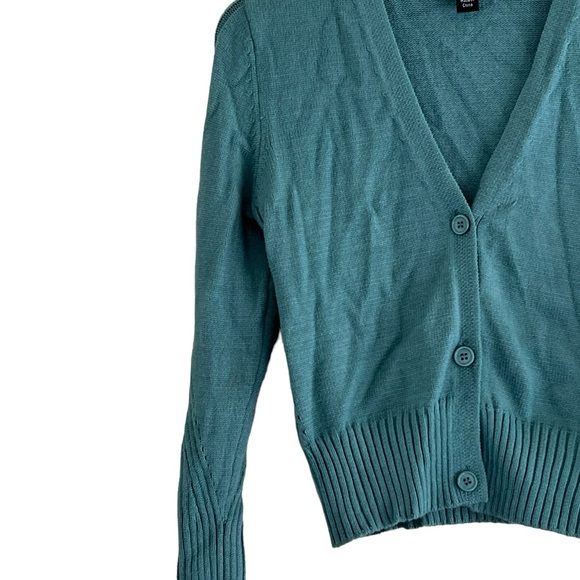 Broadway 38 | Mint green stretch fitted knit cardigan sweater size small - Picture 3 of 10